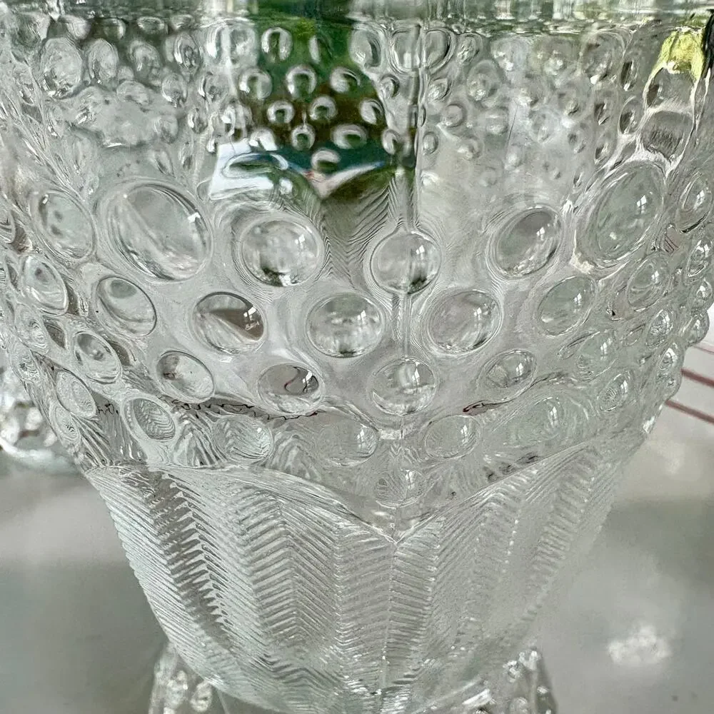 Vintage Gorham Emily’s Attic Clear Glass Tumblers Hobnail Herringbone set of 4